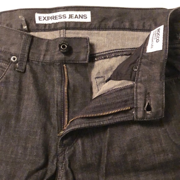 Express Men's Slim Fit Straight Leg 5 Pockets Black Jeans Size 32X34 - Picture 7 of 12